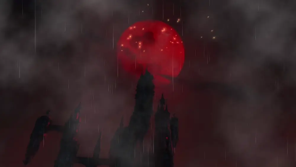 Descargar Fondo de Pantalla Animado de Castlevania: Luna Roja y Llueve 4K