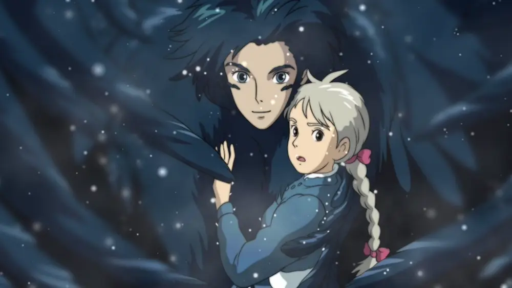 Descargar Fondo de Pantalla Animado de El Castillo Ambulante: Shopie y Howl Copos de Nieve 4K