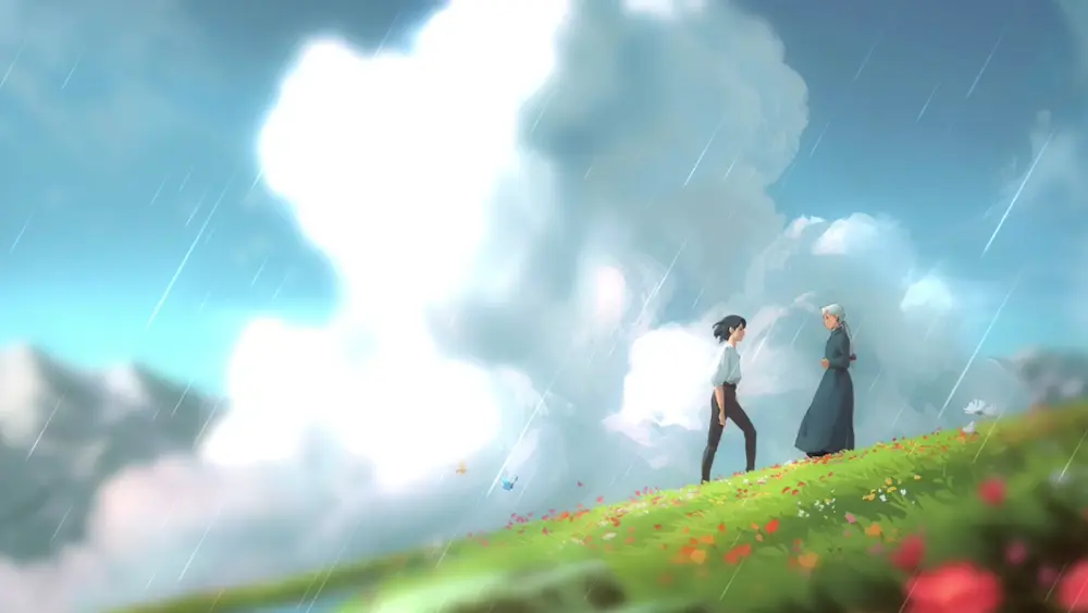 Descargar Fondo de Pantalla Animado de El Castillo Ambulante: Cielo Verdoso 4K