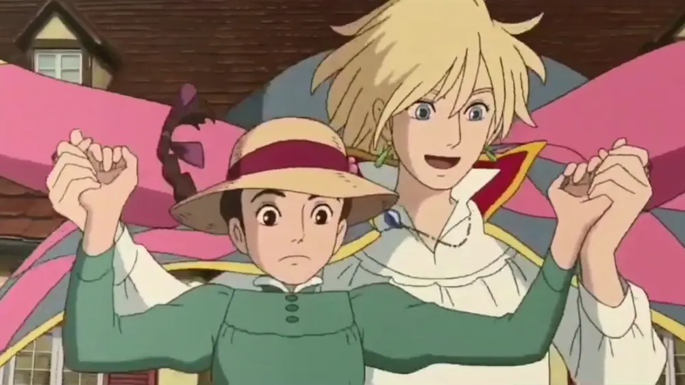 Descargar Fondo de Pantalla Animado de El Castillo Ambulante: Protagonistas en el Tejado 4K