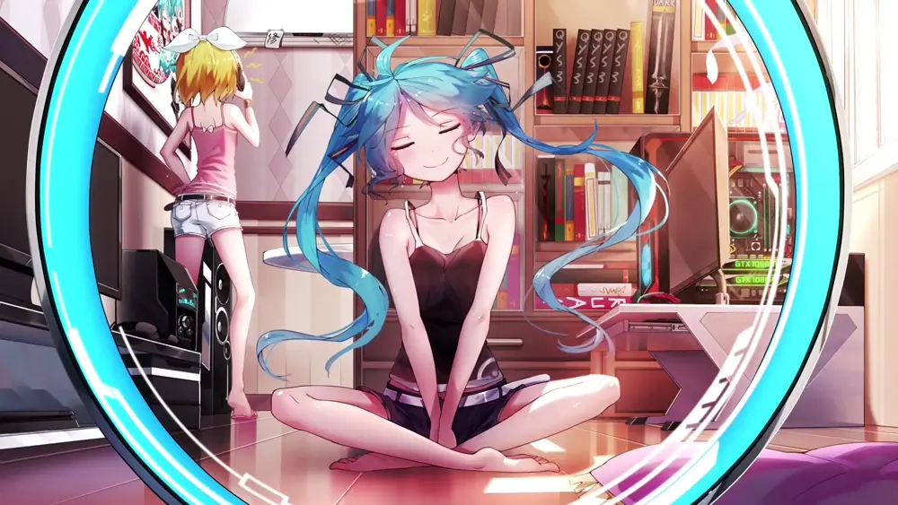 Descargar Fondo de Pantalla Animado de Reflexión de Hatsune Miku 4K