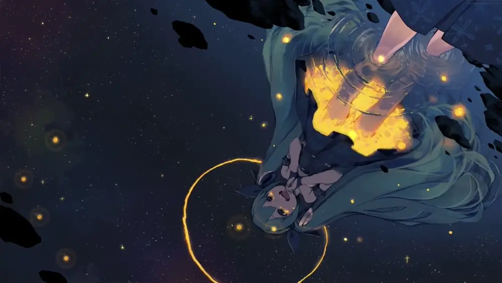 Descargar Fondo de Pantalla Animado de Hatsune Miku: Mirando La Noche Estrellada 4K