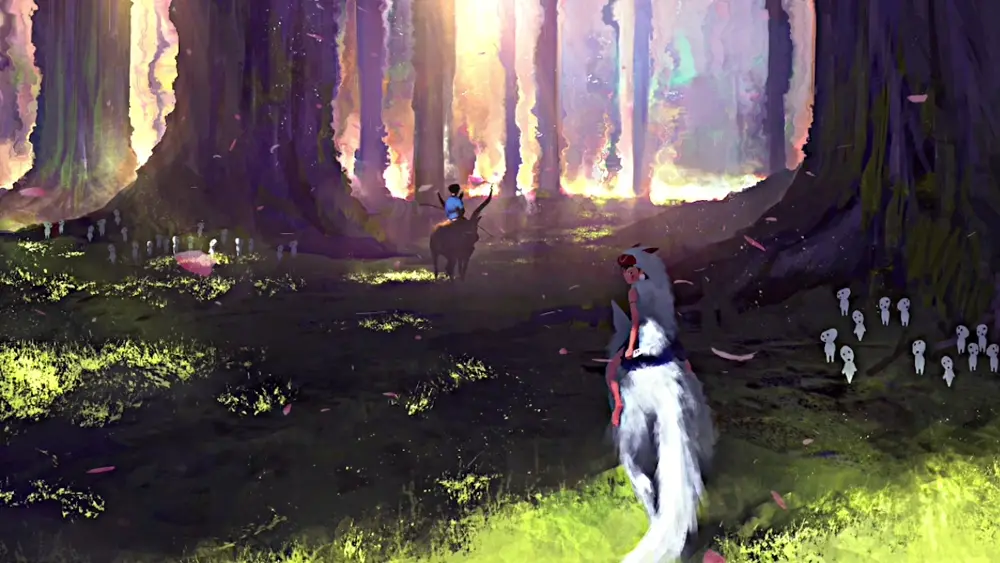 Descargar Fondo de Pantalla Animado de La Princesa Mononoke: Bosque Estilo Lienzo 4K