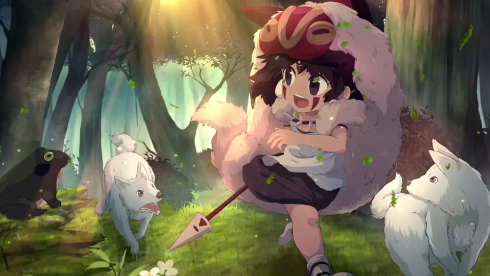 Descargar Fondo de Pantalla Animado de La Princesa Mononoke: San con los Lobitos 4K