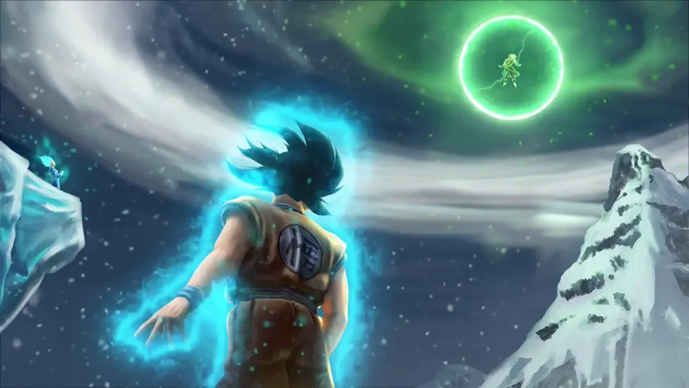 Descargar Fondo de Pantalla Animado de Goku en la Nieve de Dragon Ball 4K