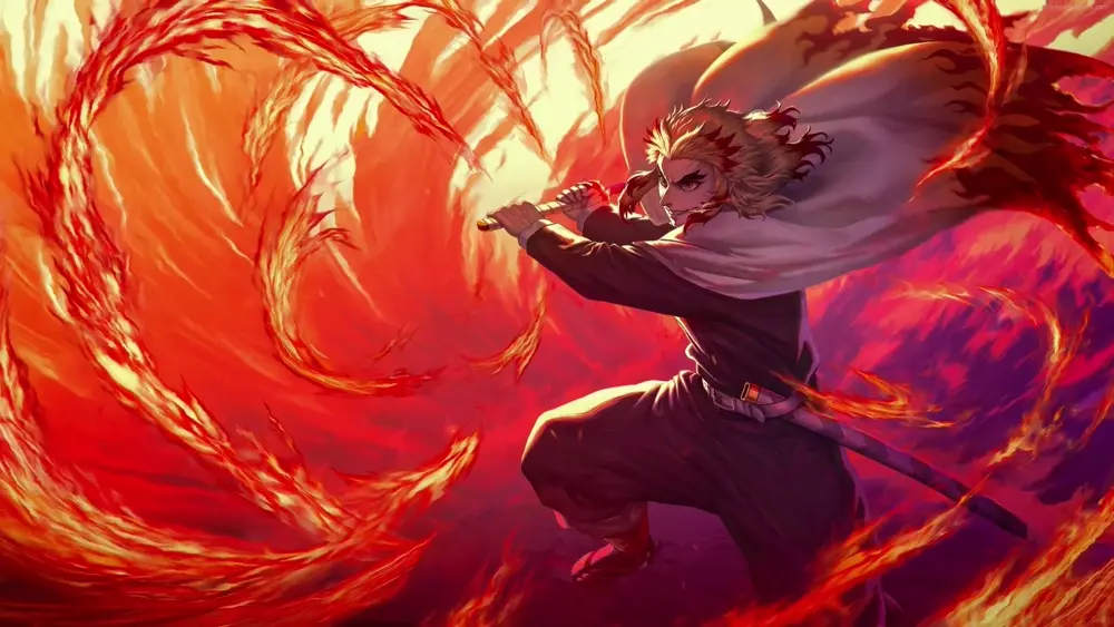 Kyojuro Rengoku ataque de fuego – Fondo Animado