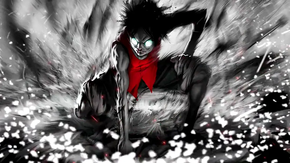 Descargar Fondo de Pantalla Animado de One Piece: Luffy Blanco y Negro 4K