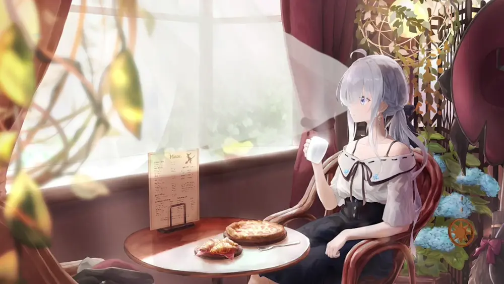 Descargar Fondo de Pantalla Animado de The Journey of Elaina: En la Cafetería 4K