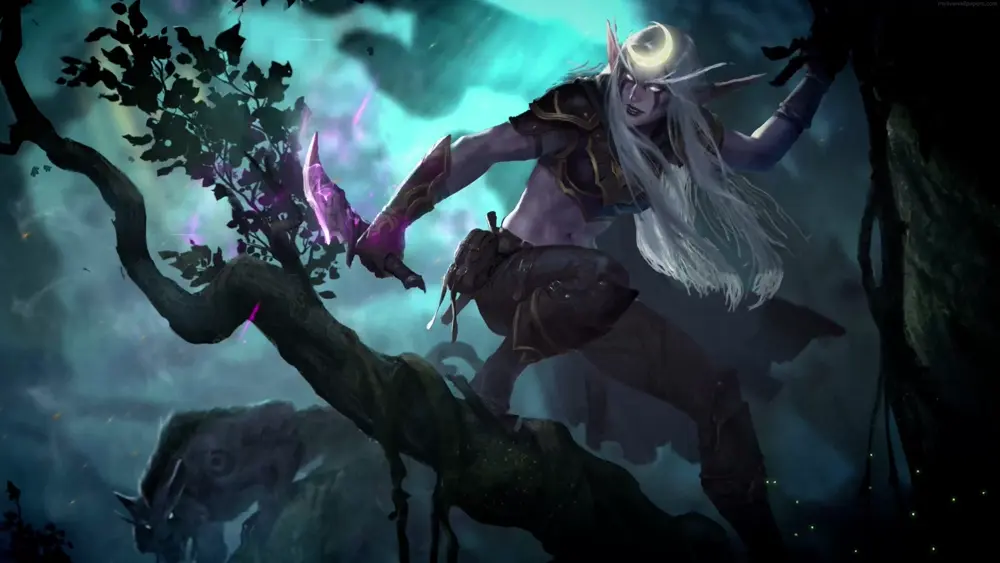 World of Warcraft Elfa Nocturna – Fondo de Pantalla Animado para PC, Android & iPhone